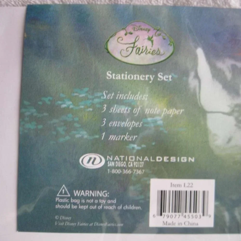 Disney's Stationary Set Note Paper Envelopes Fairies Tinkerbell Tink Fairy Dopey